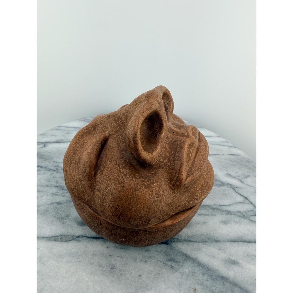Vintage Studio Pottery Face Jar With Lid Nose Pot Whimsical Surrealist Brutalist - Picture 5 of 17